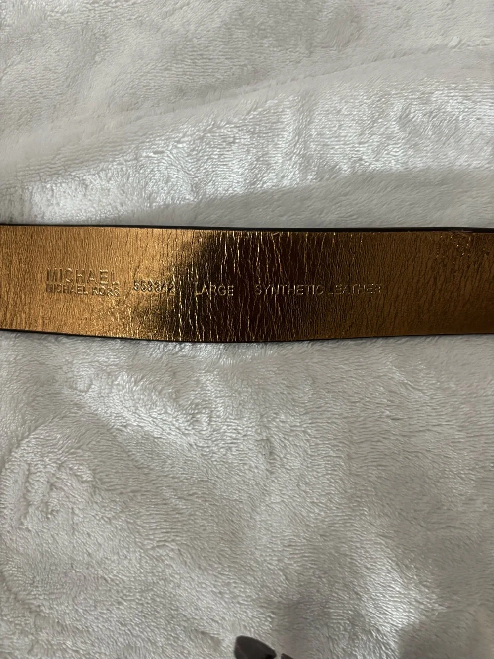 Michael Kors Brown Logo Strap Belt with Gold MK Circle Buckle